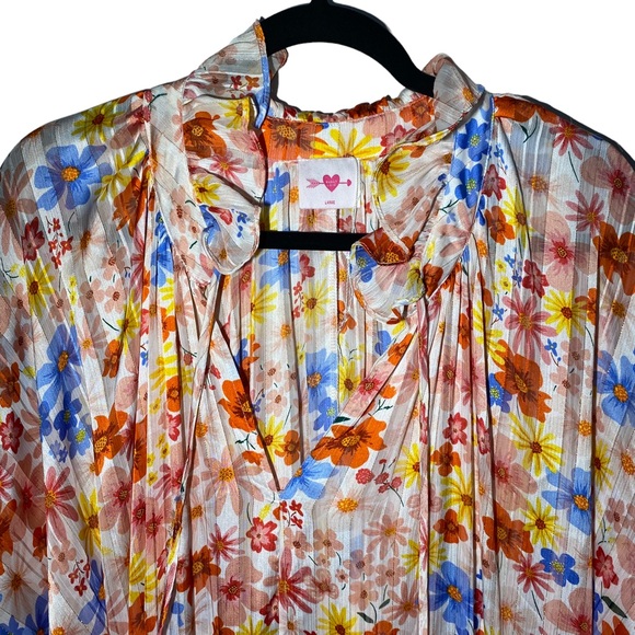 Buddy‎ Love Women's Large Greta Wild Floral Tiered Maxi Dress Long Sleeves - Picture 4 of 9